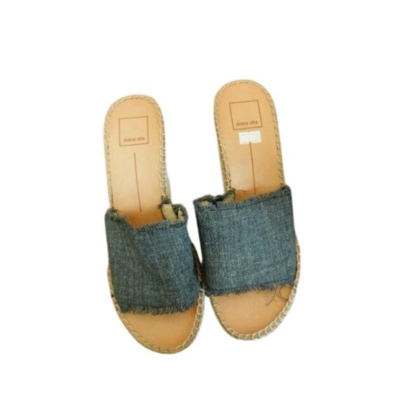 Dolce Vita Size 8.5 Denim Rope Covered Wedge Platform Heels Shoes - Picture 2 of 4